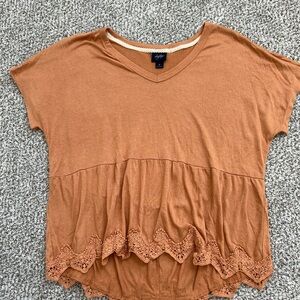 Orange Daytrip Lace Hem Women's Top